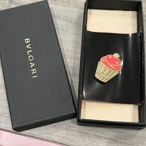 New Bulgari Gold and Red ice cream Pin